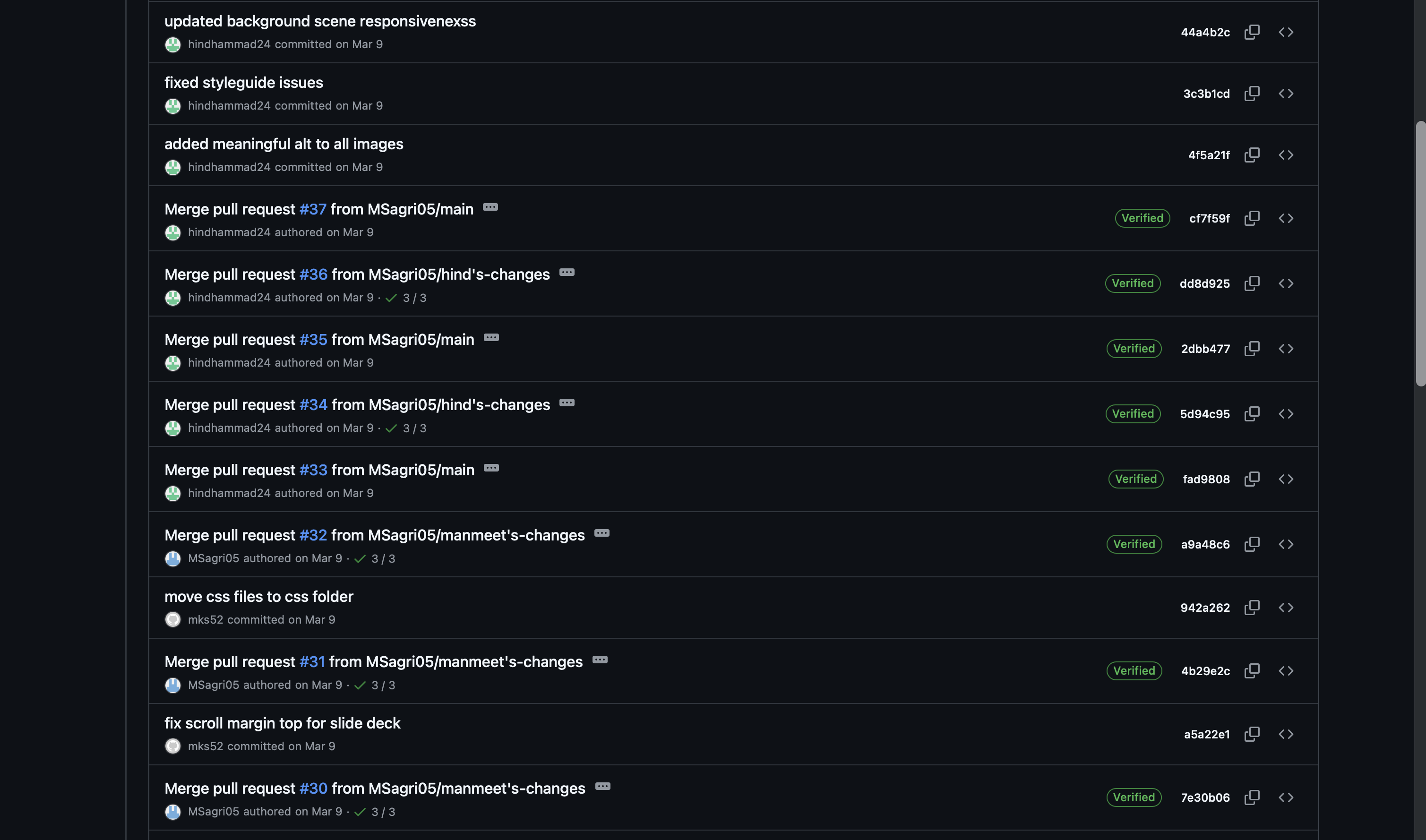 GitHub pull request showing branch merge from feature branch into main