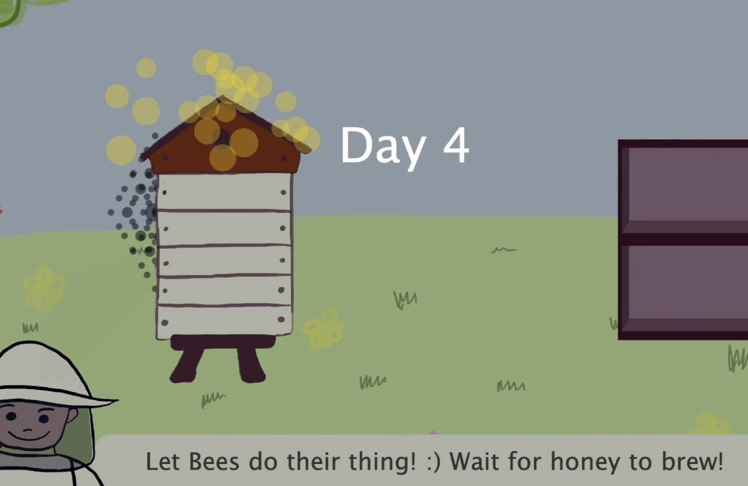 Simulation screen closeup showing the honey Brew effect