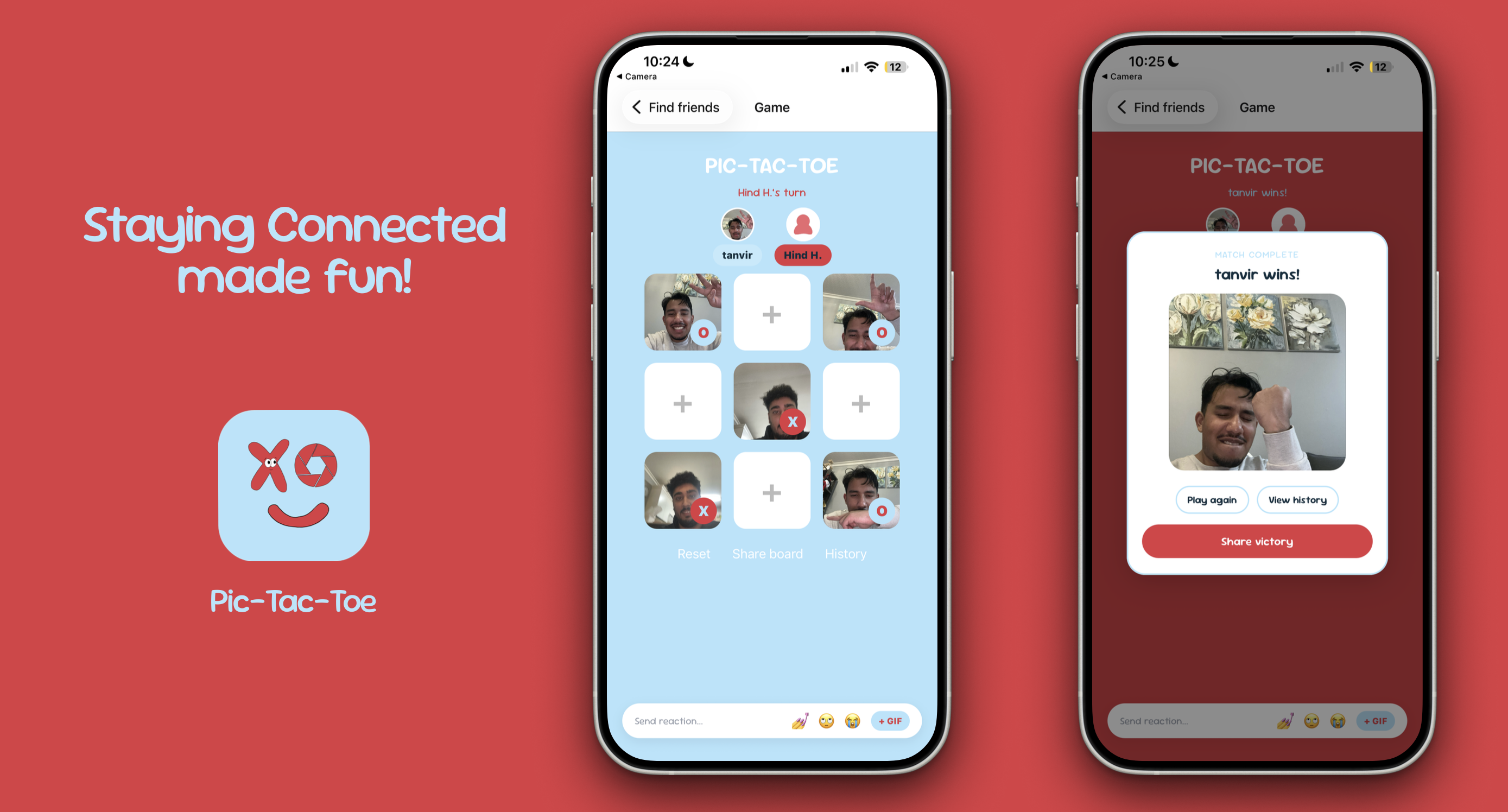 Screenshot of Pic-Tac-Toe mobile app
